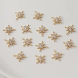 14K Electroplating Snowflake Zircon Earrings Pendant DIY Material