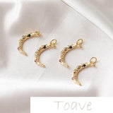 14K Moon Rhinestone Pendant for DIY Necklace Earring