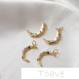 14K Moon Rhinestone Pendant for DIY Necklace Earring