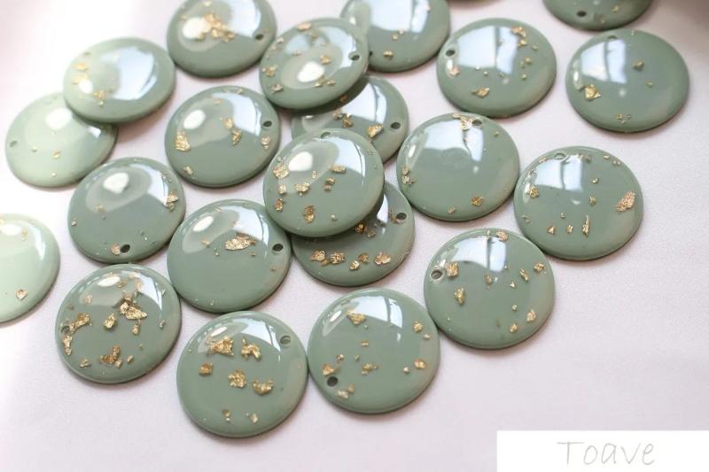 10pcs Macaron Circular Diamond Platinum Disc Lozenge Earring DIY Accessories
