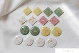 10pcs Macaron Circular Diamond Platinum Disc Lozenge Earring DIY Accessories