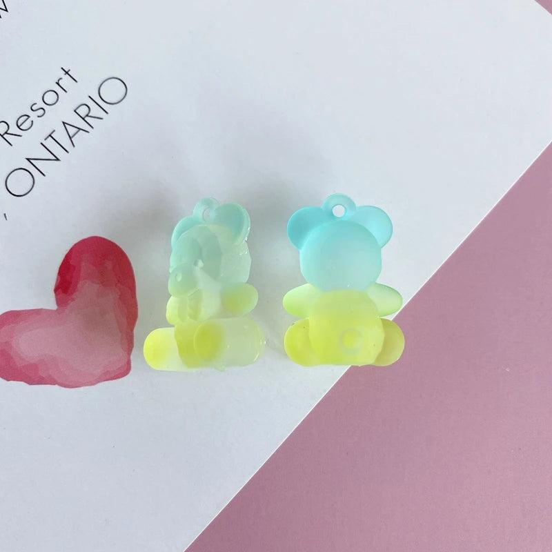 Japanese Blooming Bear Acrylic Pendant Earrings