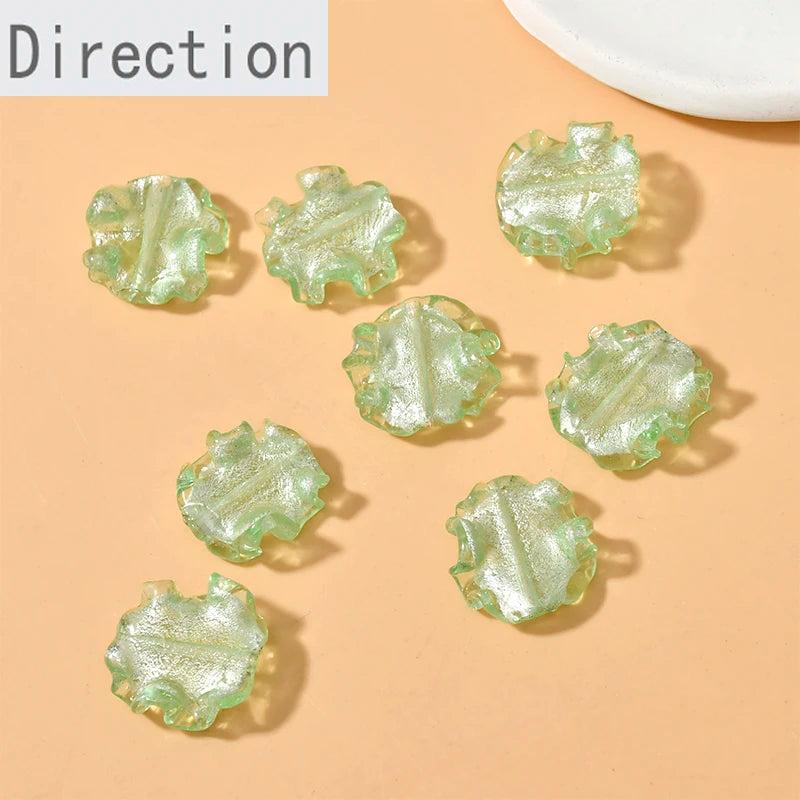 Spring Glass Pleated Lace Petal Flower Piece DIY Jewelry Making Material