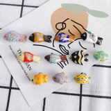 Colorful Plum Blossom Small Fish Beaded Ceramic Clay Pottery Pendant