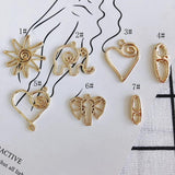 DIY Alloy Plating Jewelry Accessories Elephant Sun Flower Heart Pendant Earrings