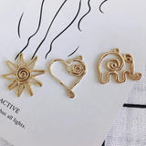 DIY Alloy Plating Jewelry Accessories Elephant Sun Flower Heart Pendant Earrings