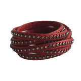 7mm PU Flat Leather Cord With Rhinestone 7x2MM for DIY Bracelets & Bangles