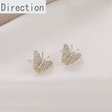 14k Full Diamond Butterfly Stud Earrings DIY Jewelry