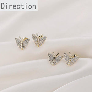 14k Full Diamond Butterfly Stud Earrings DIY Jewelry