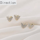 14k Full Diamond Butterfly Stud Earrings DIY Jewelry