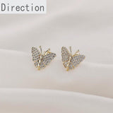 14k Full Diamond Butterfly Stud Earrings DIY Jewelry