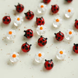 Ladybug and Flowers Beads DIY Earrings Hairpin Jewelry