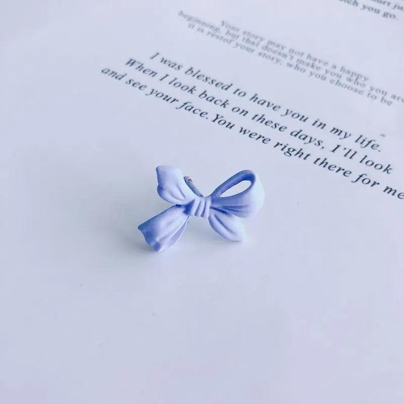 Spring Alloy Spray Paint Earrings S925 Silver Needle Bow Earrings