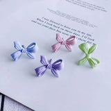 Spring Alloy Spray Paint Earrings S925 Silver Needle Bow Earrings