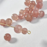 Strawberry Crystal Loose Beads Rose Stone Round Beads DIY Jewelry Materials