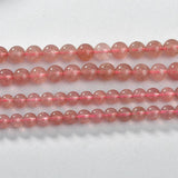 Strawberry Crystal Loose Beads Rose Stone Round Beads DIY Jewelry Materials