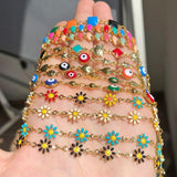1m Copper Chain Flower Devil's Eyes Beads Chain DIY Jewelry Making