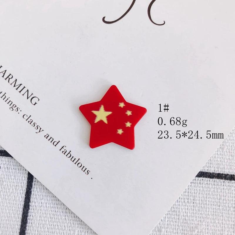 Red Love Five-pointed Star Round Rectangle Patch Jewelry Accessories