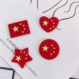 Red Love Five-pointed Star Round Rectangle Patch Jewelry Accessories