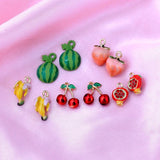 5pcs Fruit Jewelry Charms Multicolor Enamel DIY Earrings Pendants