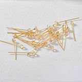 Copper Plated 18K Zircon Claw Drill T Needle Ball Needle Bead DIY Earrings
