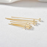 Copper Plated 18K Zircon Claw Drill T Needle Ball Needle Bead DIY Earrings