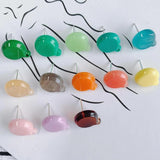 Resin Acrylic Round Earrings 952 Silver Needle DIY Jewelry Accessories