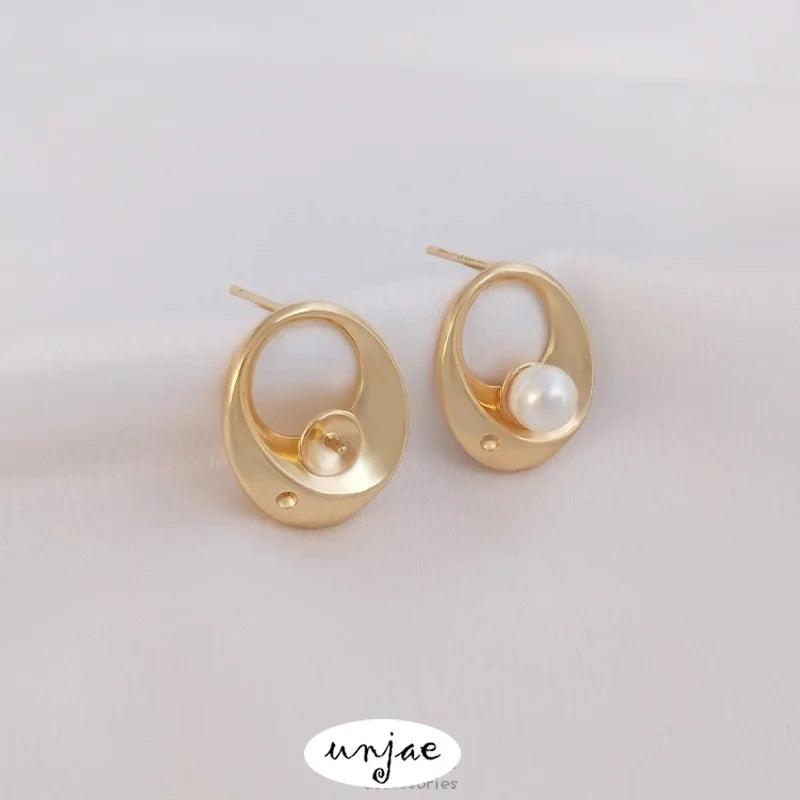 925 Silver Needle Pearl Earrings 14K Egg Shaped Pearl Preservation