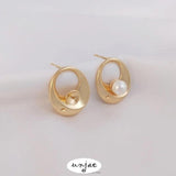 925 Silver Needle Pearl Earrings 14K Egg Shaped Pearl Preservation