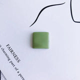 Vintage Resin Square Solid Patch Green Turmeric Stud Earrings