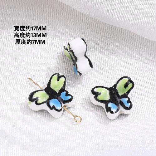 Hand-painted Ceramic Butterfly Beaded DIY Earrings Bracelet Necklace