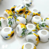20pcs Lampwork Ceramic Beads 9*14mm Flower Porcelain DIY Jewelry Making