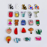 Acrylic Resin Pendant Cartoon Cat Bear Fruit Drink DIY Hole Small Hanging