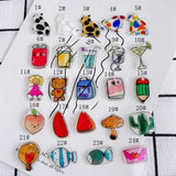 Acrylic Resin Pendant Cartoon Cat Bear Fruit Drink DIY Hole Small Hanging