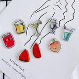 Acrylic Resin Pendant Cartoon Cat Bear Fruit Drink DIY Hole Small Hanging