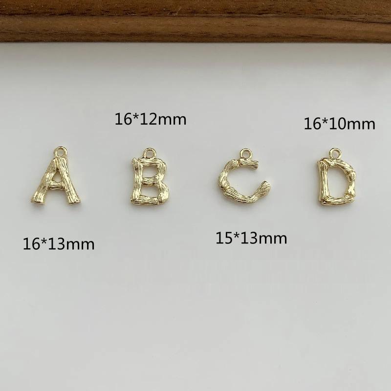 Copper Plated Letter Pendant for DIY Jewelry - 4pcs