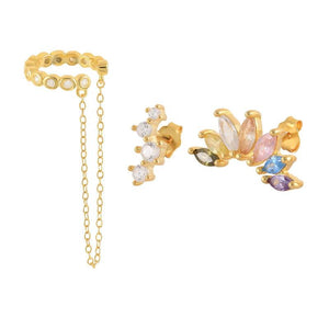 4Pcs Purple Zirconia Stud Earrings Set for Women