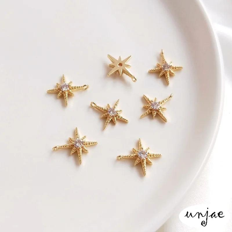 8 Star Lucky Compass Pendant 14K Zircon Bracelet Necklace