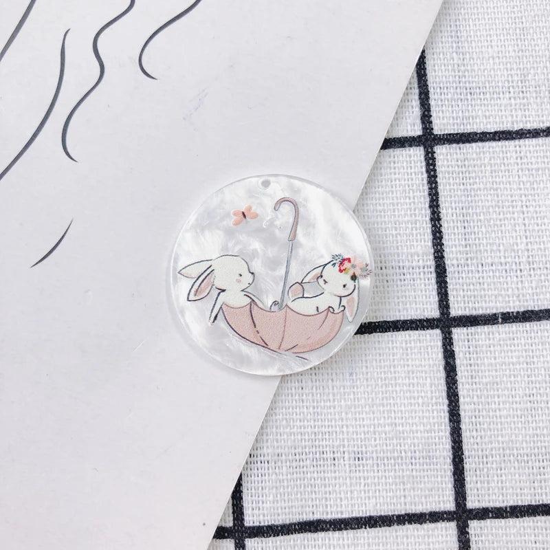 DIY Acrylic Resin Geometric Round Embossed Pendant