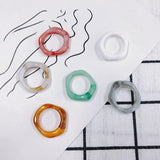 Colorful Resin Geometric Finger Ring DIY Jewelry Accessory