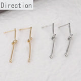 14k Bag Long Knotted Single Ear Needle Silver Needle Earrings