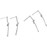 14k Bag Long Knotted Single Ear Needle Silver Needle Earrings