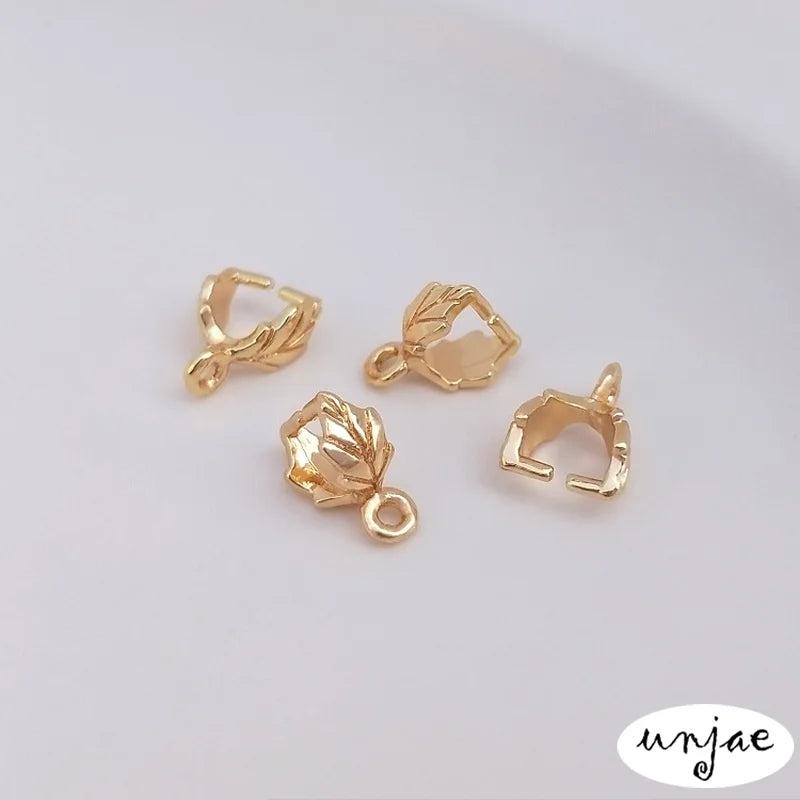 Gold-Plated Leaf-Shaped Melon Seed Buckle DIY Pendant Accessories