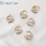 14k Gold-Plated Moon Cat Zircon Pendant DIY Accessory