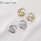 14k Gold-Plated Moon Cat Zircon Pendant DIY Accessory