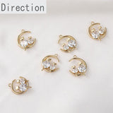 14k Gold-Plated Moon Cat Zircon Pendant DIY Accessory