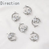 14k Gold-Plated Moon Cat Zircon Pendant DIY Accessory
