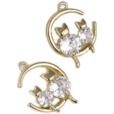 14k Gold-Plated Moon Cat Zircon Pendant DIY Accessory