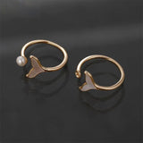 Mermaid Shell Pearl Zircon Ring Adjustable Ring DIY Jewelry