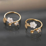 Mermaid Shell Pearl Zircon Ring Adjustable Ring DIY Jewelry